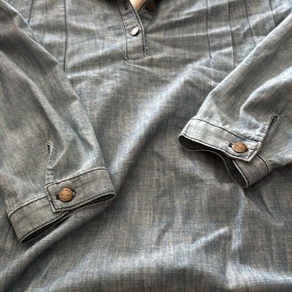 Current Elliot Chambray Laurel Canyon Popover Henley Denim Top Sz 1 - Picture 5 of 5